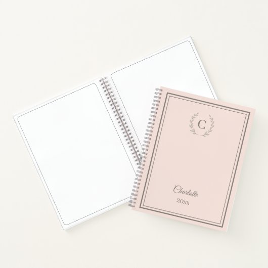 Blush Pink Monogram Personalized Quiet Luxury Notizblock (Innenseite)