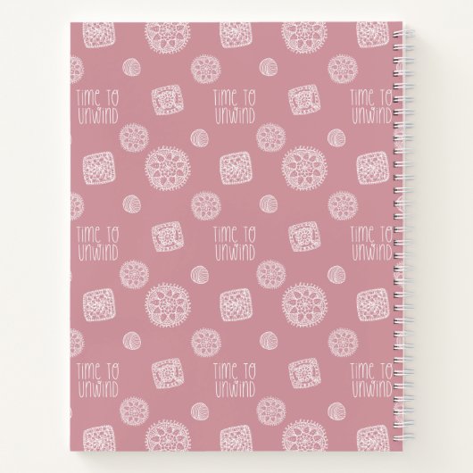 Blush Pink Monogram Time to Unwind Crochet Notizblock (Rückseite)