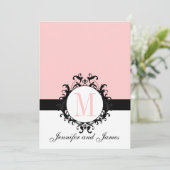 Blush Pink Monogramm Hochzeitseinladung Einladung (Stehend Vorderseite)