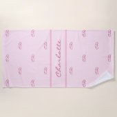 Blush-Pink-Monogramm-Initialnamen Strandtuch (Vorderseite)