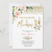 Blush Pink Monograms and Mimosas Bridal Shower Einladung (Vorderseite)
