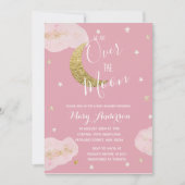 Blush Pink Moon and Stars Watercolor Babydusche Einladung (Vorderseite)