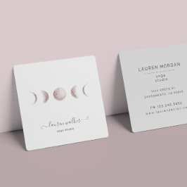 Blush Pink Moon Phasen Yoga Studio Business Card Quadratische Visitenkarte
