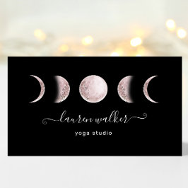 Blush Pink Moon Phasen Yoga Studio Business Card Visitenkarte