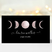 Blush Pink Moon Phasen Yoga Studio Business Card Visitenkarte