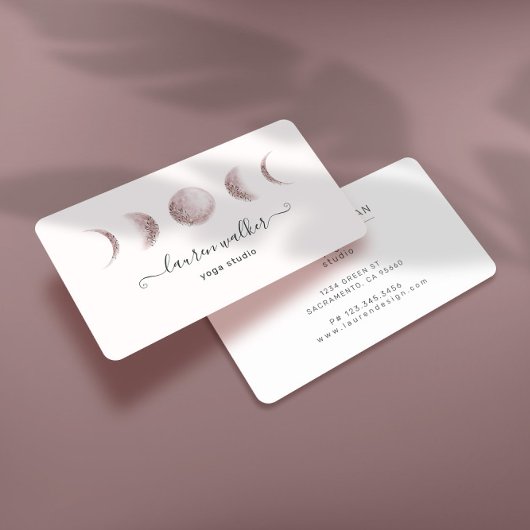 Blush Pink Moon Phasen Yoga Studio Business Card Visitenkarte