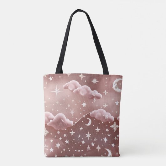 Blush Pink Moon Phases Dreamy Aesthetic Tasche (Rückseite)