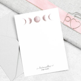 Blush Pink Moon Phases Yoga Studio Mitteilungskarte