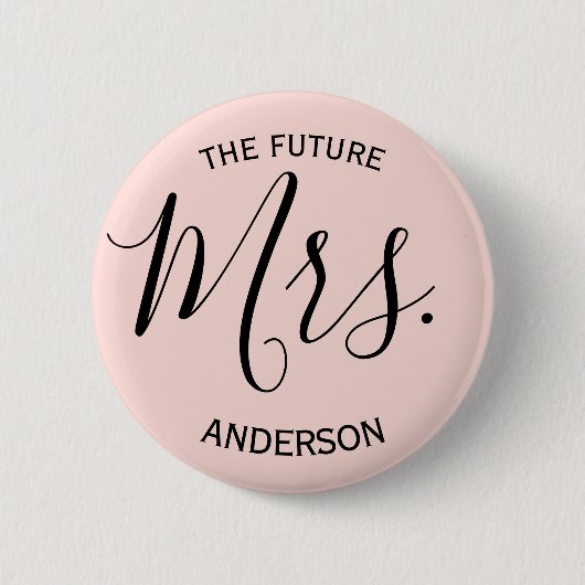 Blush Pink Mrs. Brautparty Button (Vorderseite)