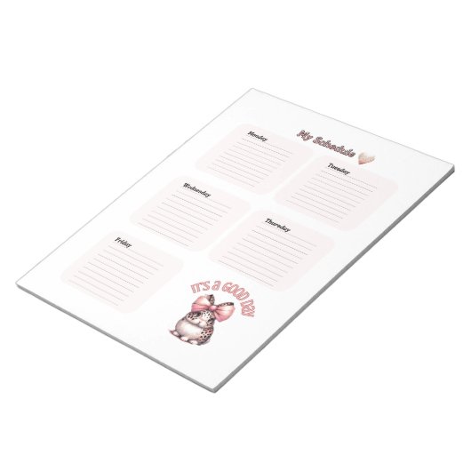 Blush Pink My Schedule Daily Planner Notepad Notizblock (angewinkelt)