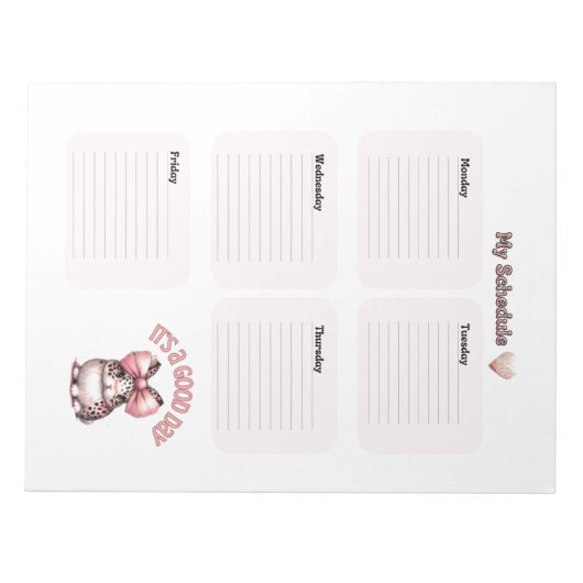 Blush Pink My Schedule Daily Planner Notepad Notizblock (Vorderseite)