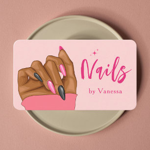 Blush Pink Nail Artist Salon Qr Code Business Card Visitenkarte