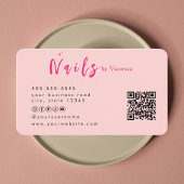 Blush Pink Nail Artist Salon Qr Code Business Card Visitenkarte