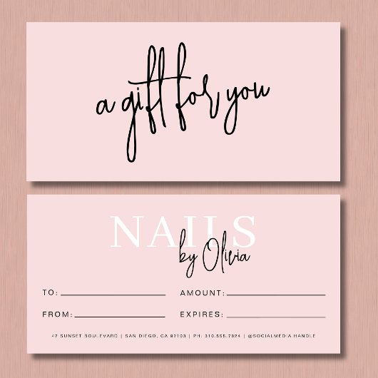 Blush Pink Nail Salon Logo Geschenkgutscheine