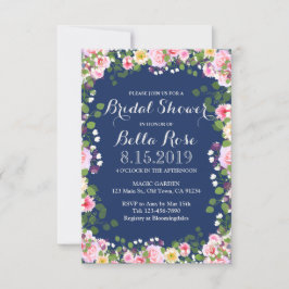 Blush Pink Navy Blue Bridal Dusche Einladungen