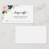 Blush Pink Navy Blue Diaper Raffle Baby Dusche Begleitkarte (Vorne/Hinten)