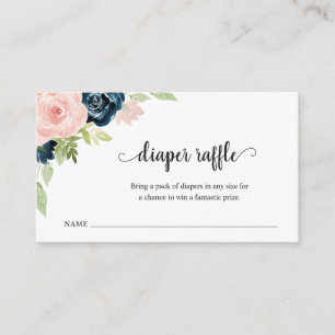 Blush Pink Navy Blue Diaper Raffle Baby Dusche Begleitkarte