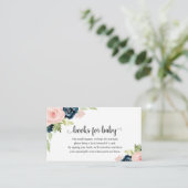 Blush Pink Navy Blue Floral Baby Dusche Begleitkarte (Stehend Vorderseite)