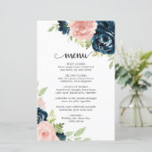 Blush Pink Navy Blue Floral Elegantes Hochzeitsmen (Stehend Vorderseite)