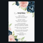 Blush Pink Navy Blue Floral Elegantes Hochzeitsmen<br><div class="desc">Rustikales Blumenmenü mit eleganten Aquarellfarben, Blume in Rosa und Marineblau. Die rosa Rosen in Rosa machen dieses Menü zu einem idealen Ort für eine Hochzeit im Frühjahr und die marineblauen Rose machen es zu einem idealen Ort für eine Hochzeit im Herbst. Diese günstigen Hochzeitsmenüs werden auf Papierblättern gedruckt, um eine...</div>