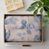 Blush Pink Navy Blue Floral Muster Seidenpapier (Geschenk)