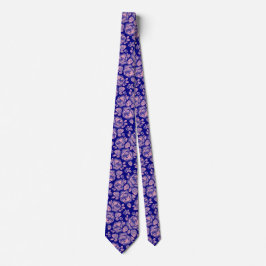 Blush Pink Navy Blue Floral Rose Muster Neck Tie Krawatte