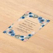 Blush Pink Navy Blue Floral Wedding Acryleinladungen (Ablage )
