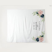 Blush Pink Navy Blue Floral Wedding Foto Hintergru Wandteppich (Vorderseite (Horizontal))
