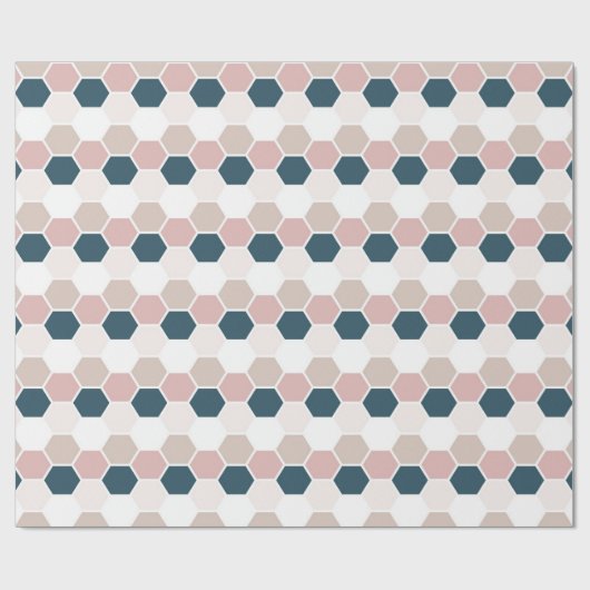 Blush Pink Navy Blue Hexagon Hex Geschenkpapier (Flach)