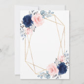 Blush Pink & Navy Blue Rose Babydusche Einladung (Rückseite)