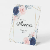 Blush Pink & Navy Blue Rose Duschfavoriten Zeichen Sockelschild (Vorderseite)