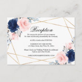 Blush Pink & Navy Blue Rose Hochzeitsempfang Begleitkarte (Vorderseite)