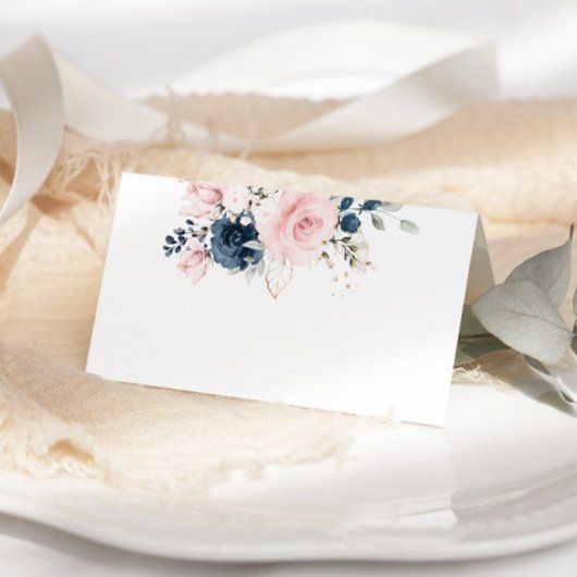 Blush Pink Navy Blumen Rose Hochzeit Platzkarte