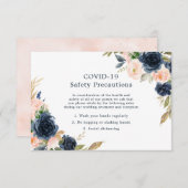 Blush Pink & Navy Elegant Hochzeit COVID-19 Begleitkarte (Vorne/Hinten)