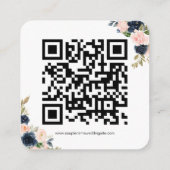 Blush Pink & Navy Floral QR Code Wedding RSVP Card Begleitkarte (Rückseite)