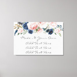 Blush Pink Navy Floral Wedding Sign Leinwanddruck