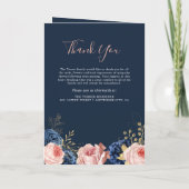 Blush Pink & Navy Florals Elegantes Beerdigungspro Programm (Rückseite)