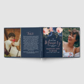 Blush Pink & Navy Florals Elegantes Gedenktribut Gästebuch (Voll)
