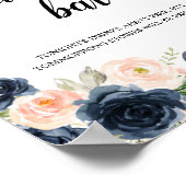 Blush Pink Navy Geometric Cash Bar Sign Poster (Ecke)