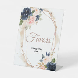 Blush Pink, Navy & Gold Floral Favoriten Sockelschild