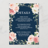 Blush Pink Navy Gold Geometric Botanical Wedding Begleitkarte (Vorderseite)