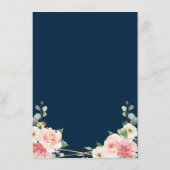 Blush Pink Navy Gold Geometric Botanical Wedding Begleitkarte (Rückseite)