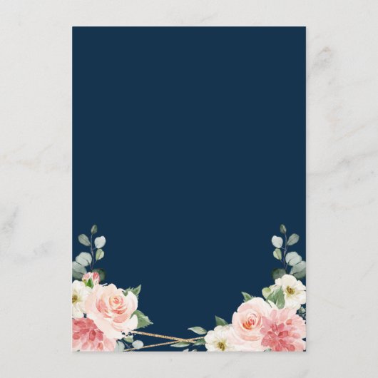 Blush Pink Navy Gold Geometric Botanical Wedding Begleitkarte (Rückseite)