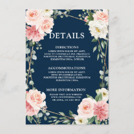 Blush Pink Navy Gold Geometric Botanical Wedding Begleitkarte
