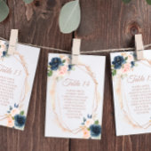 Blush Pink, Navy & Gold Seating Chart Card Card Ka Einladung