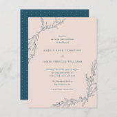 Blush Pink & Navy Hand gezeichnet Zweige Hochzeit Einladungspostkarte (Vorne/Hinten)