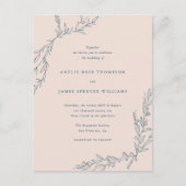 Blush Pink & Navy Hand gezeichnet Zweige Hochzeit Einladungspostkarte (Vorderseite)
