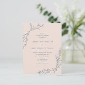 Blush Pink & Navy Hand gezeichnet Zweige Hochzeit Einladungspostkarte (Stehend Vorderseite)