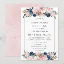Blush Pink Navy Peony Bridesmaids Luncheon