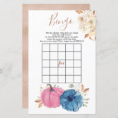 Blush Pink & Navy Pumpkin Gender Reveal Bingo Spie (Vorne/Hinten)